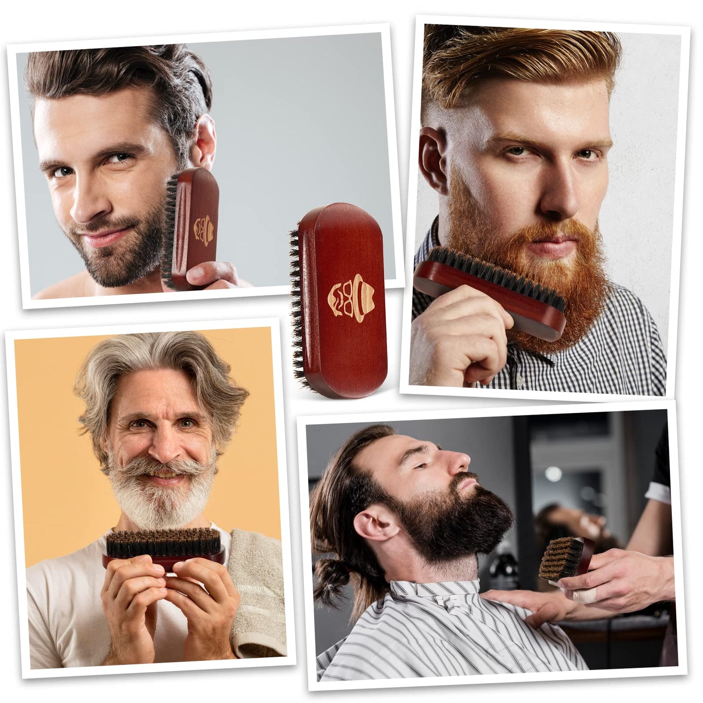 Beard Brush, 100% Boar Bristle Natural Black Walnut Wood Beard Comb Hair Mustache Shaving Brush Facial Hair Brush Beauty and Personal Care Sosoon