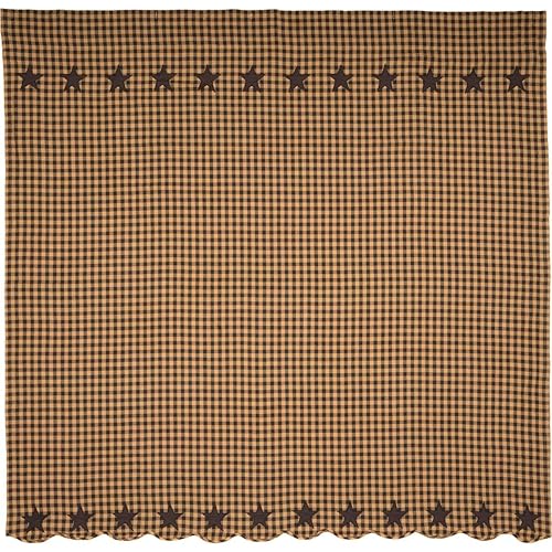 VHC Brands, Black Star, Cotton, 72x72, Shower Curtain, Black