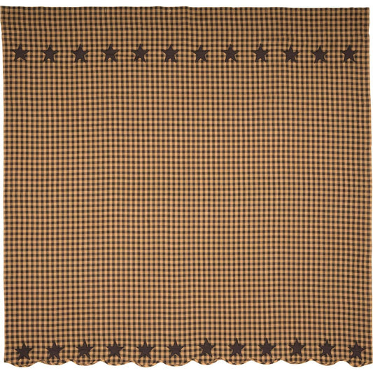 VHC Brands, Black Star, Cotton, 72x72, Shower Curtain, Black