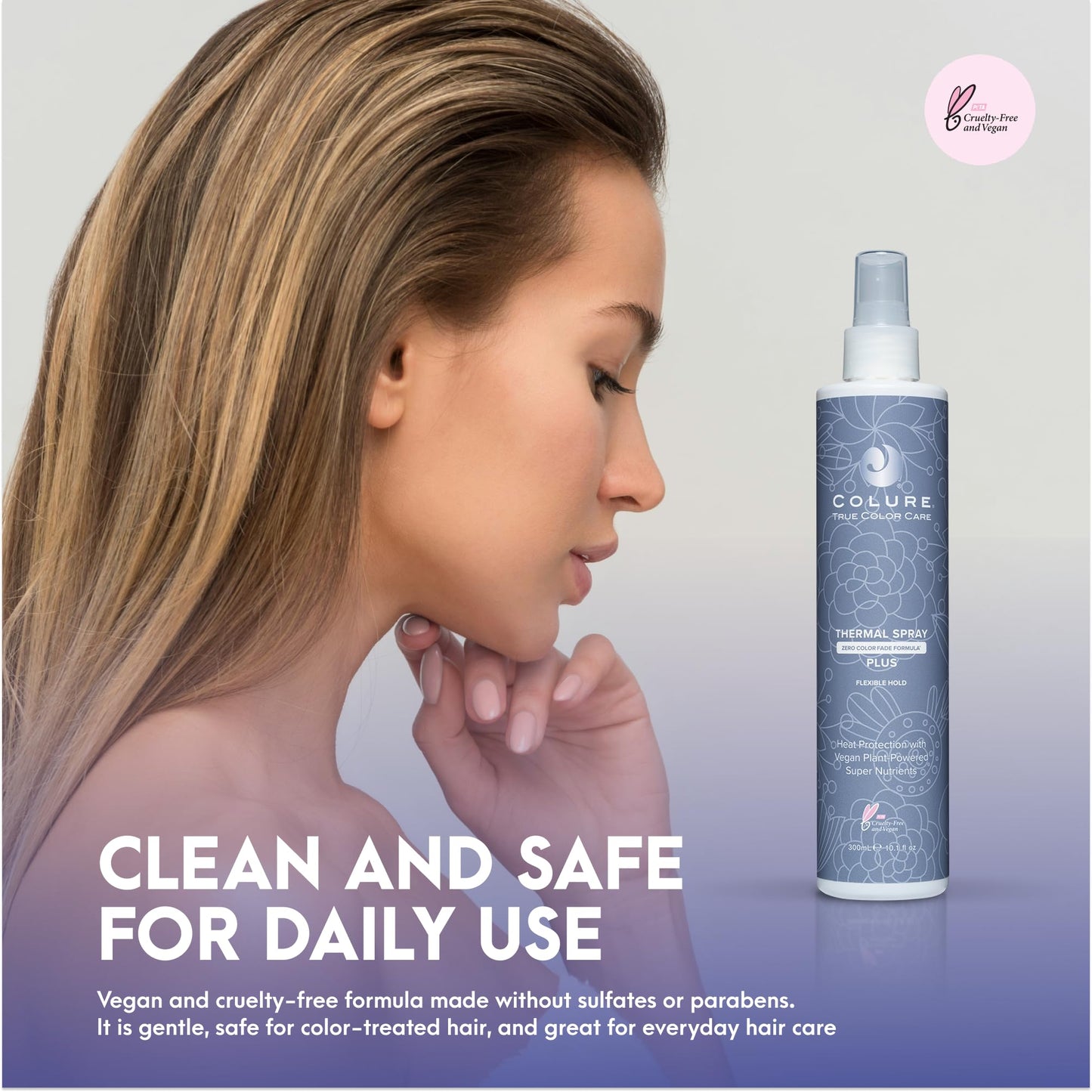 COLURE Thermal Spray Plus 10 oz - Aerosol Free Heat Protectant and Volumizing Setting Spray for Lift and Flexible Hold