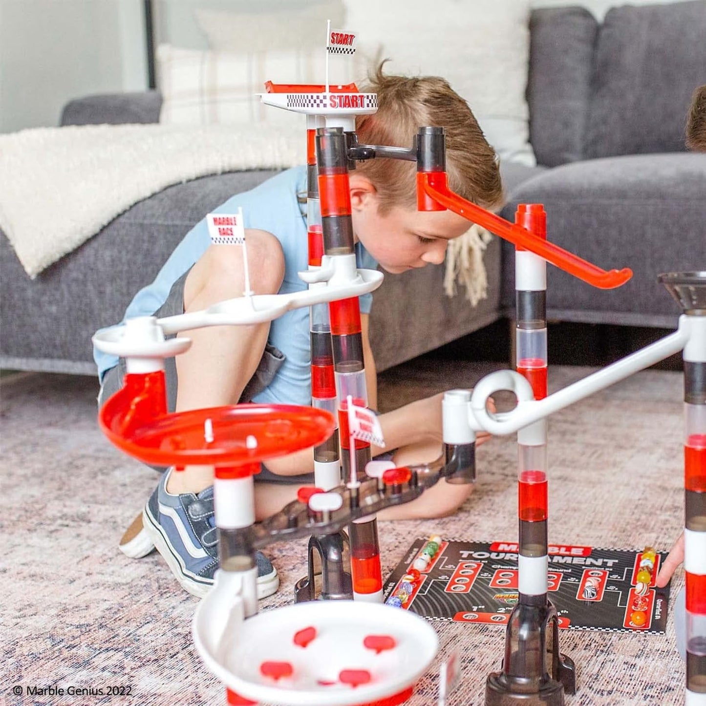 Marble Genius 200pcs Marble Run Racing Set – STEM Marble Maze Tower & Race Track Building Toy for Kids, Educational Learning Gift