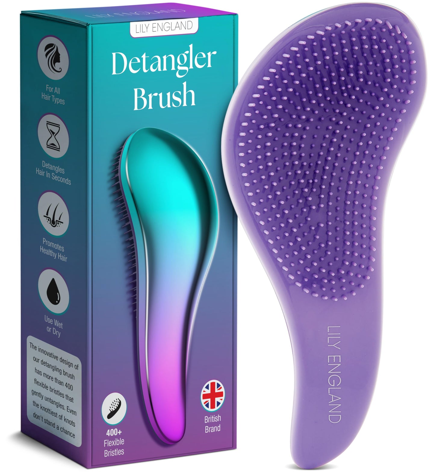 Lily England Detangler Hair Brush for Curly, Thick, Straight & Natural Hair - Gentle Detangling Brush for Women, Kids & Toddlers with Flexible Beauty and Personal Care Lily England Default Title