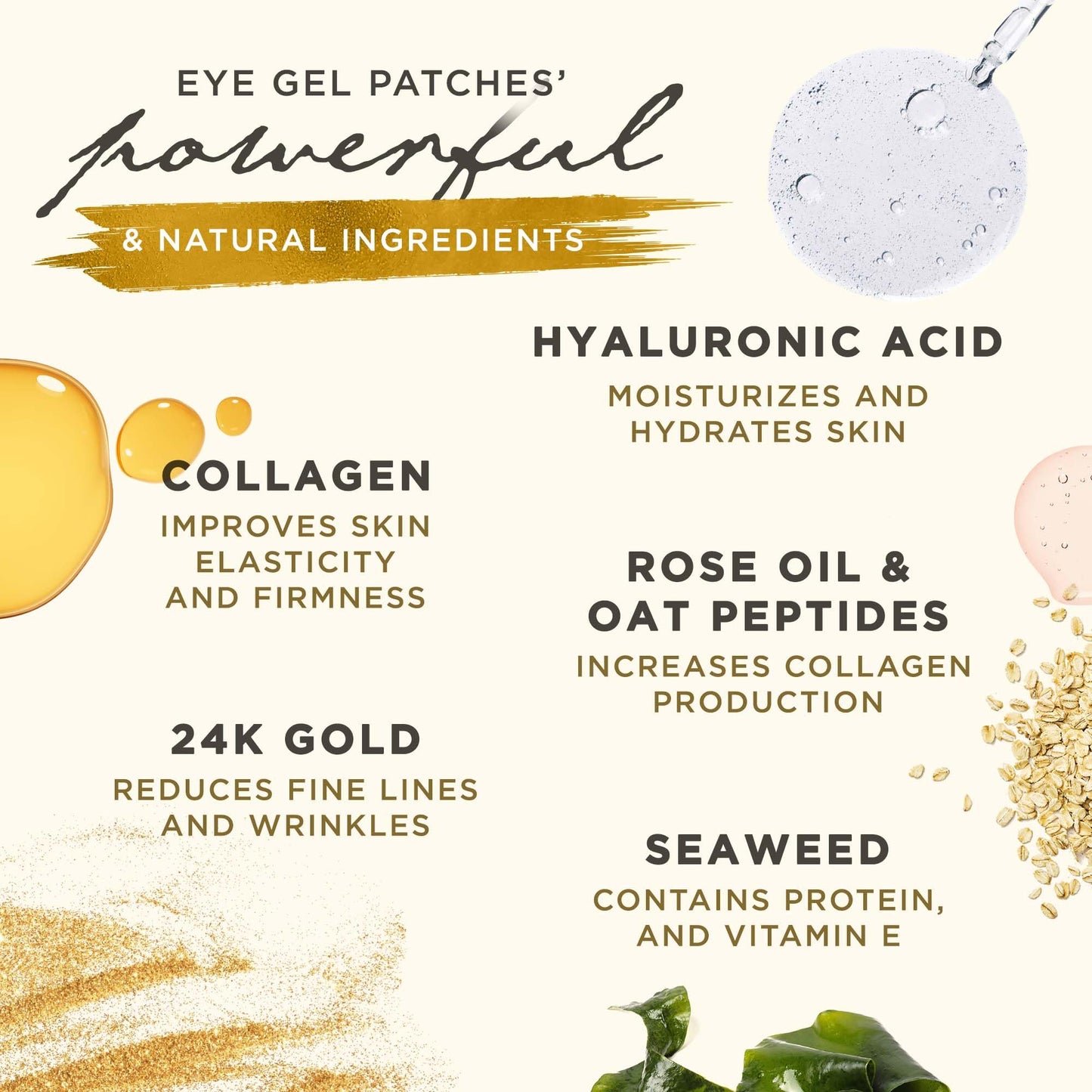 Dermoland Under Eye Patches For Women - 24K Gold Eye Masks, 15 Pairs | Hyaluronic Acid | Reduces Puffiness, Dark Circles & Wrinkles | Vegan