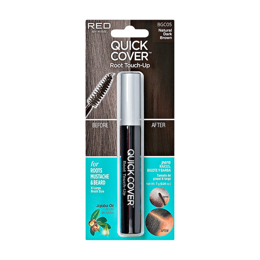 RED by KISS Quick Cover Root Touch Up Rescue (Natural Dark Brown), Mascara Natural Water-Resistant Temporary Gray Concealer Cover Up Brush for Hair