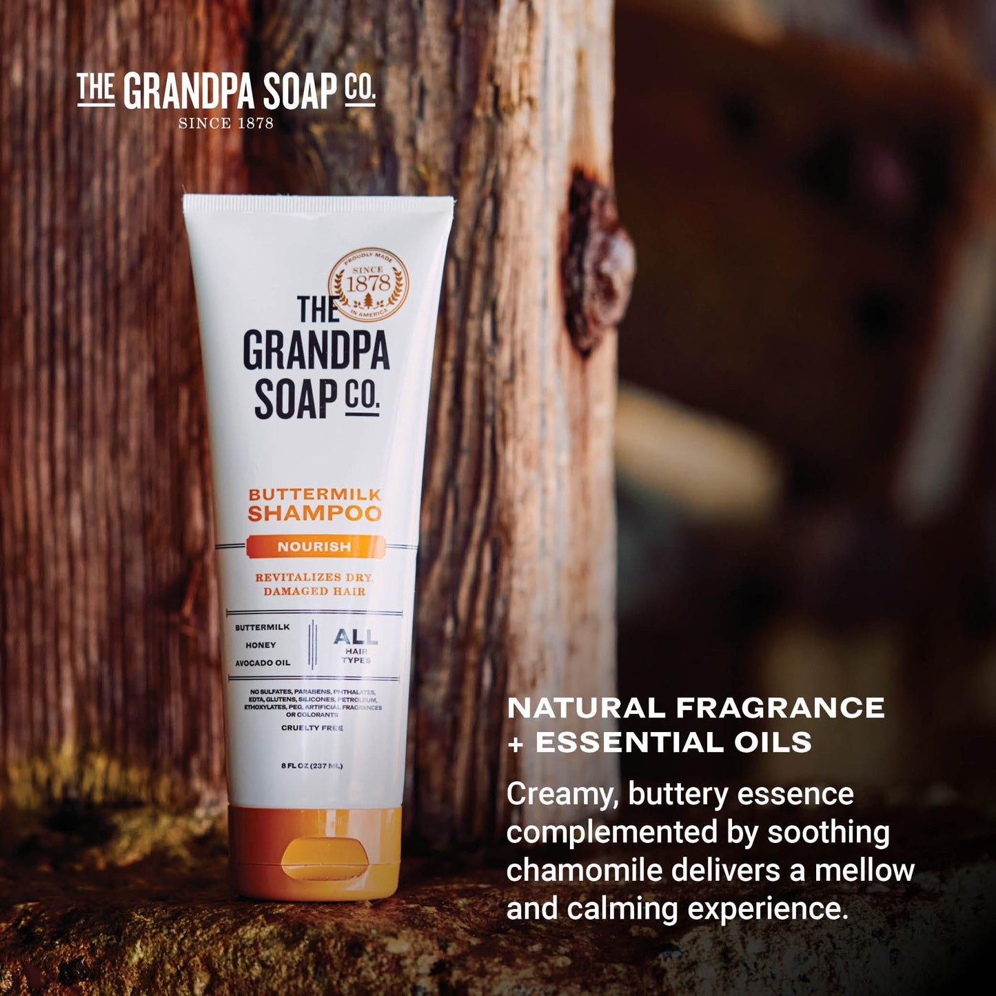 The Grandpa Soap Company Buttermilk Shampoo - Nourishing Formula to Help Revitalize Dry and Damaged Hair, With Honey & Avocado Oil, Vegan, Sulfates