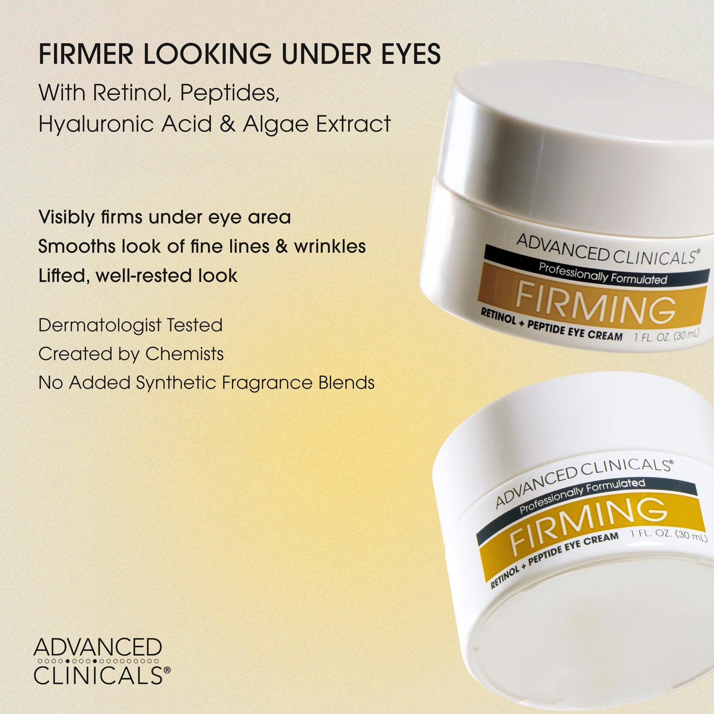 Advanced Clinicals Advanced Retinol Eye Balm + Peptides Face Moisturizer Cream | Visible Anti Aging Under Eyes Cream Improves Appearance Of Wrinkles