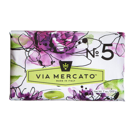 Via Mercato Italian Soap Bar (200 g), No. 5 - Waterlily & Sandalwood