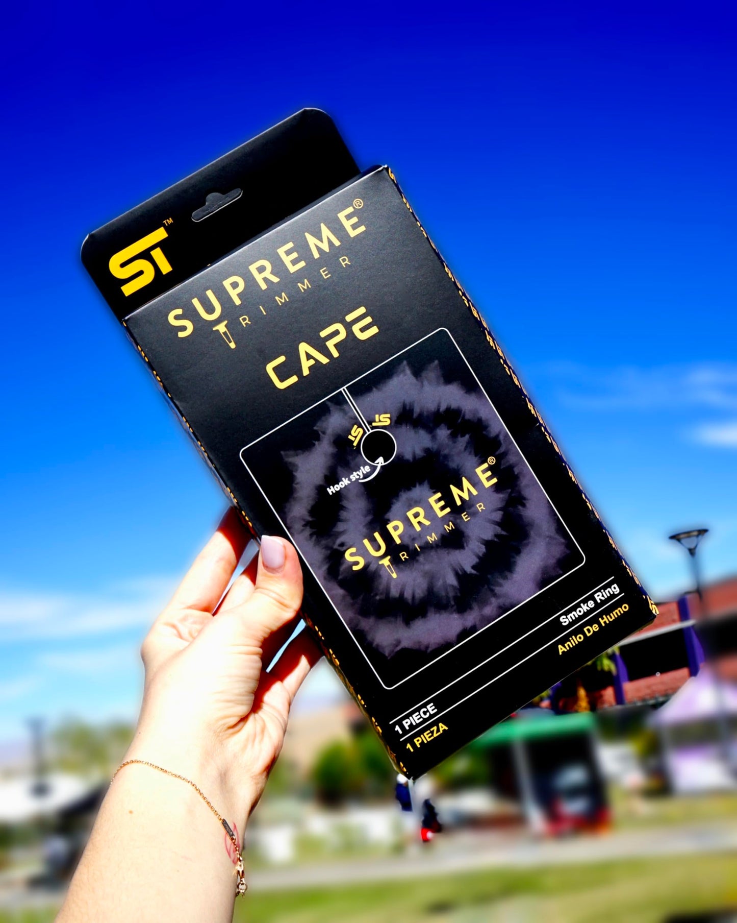 Supreme Trimmer Premium Barber Cape | Professional Hair Stylist Waterproof, Hook Closure Cape; Salon, Barber, or Home Use | Smoke Ring