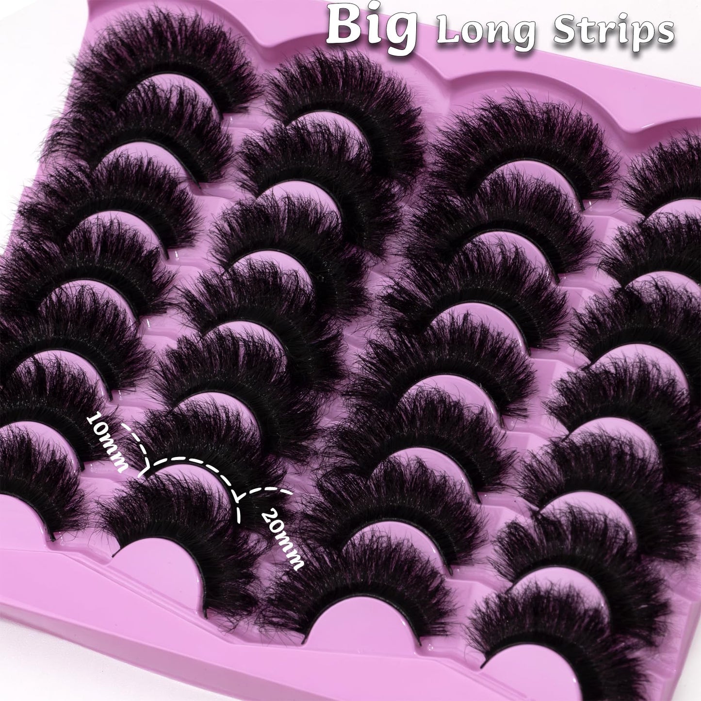 LEAFMOON Mink Lashes Fluffy 20mm Volume False Eyelashes 8D Cat Eye Strip Lashes D Curl 14 Pairs Dramatic Soft Eyelash 25mm Big Long Lash Strips Lashes Beauty and Personal Care LEAFMOON