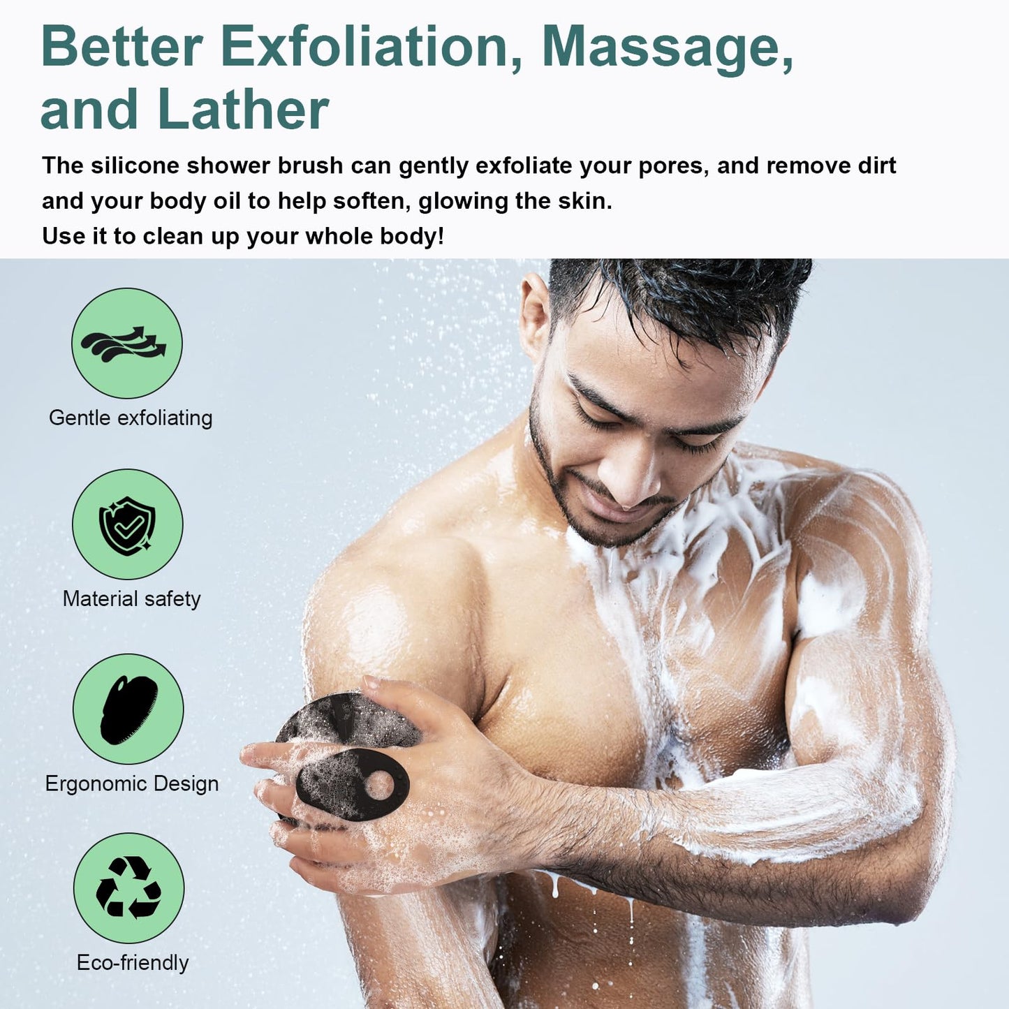 INNERNEED® More Hygienic Silicone Body Scrubber Exfoliating & Massaging Shower Brush, Bathing Tool, for All Skin Types, Lathers Well, Longer Service Beauty & Personal Care INNERNEED