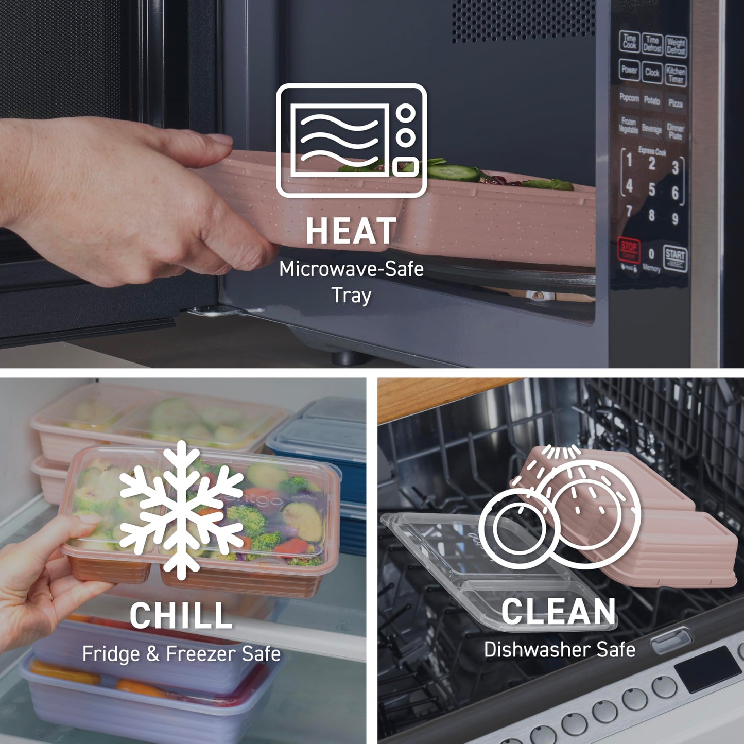 Bentgo Prep - 20-Piece 2-Compartment Reusable Meal Prep Containers with Lids, PFAS & BPA Free Materials, Durable, Microwave, Freezer, & Dishwasher…