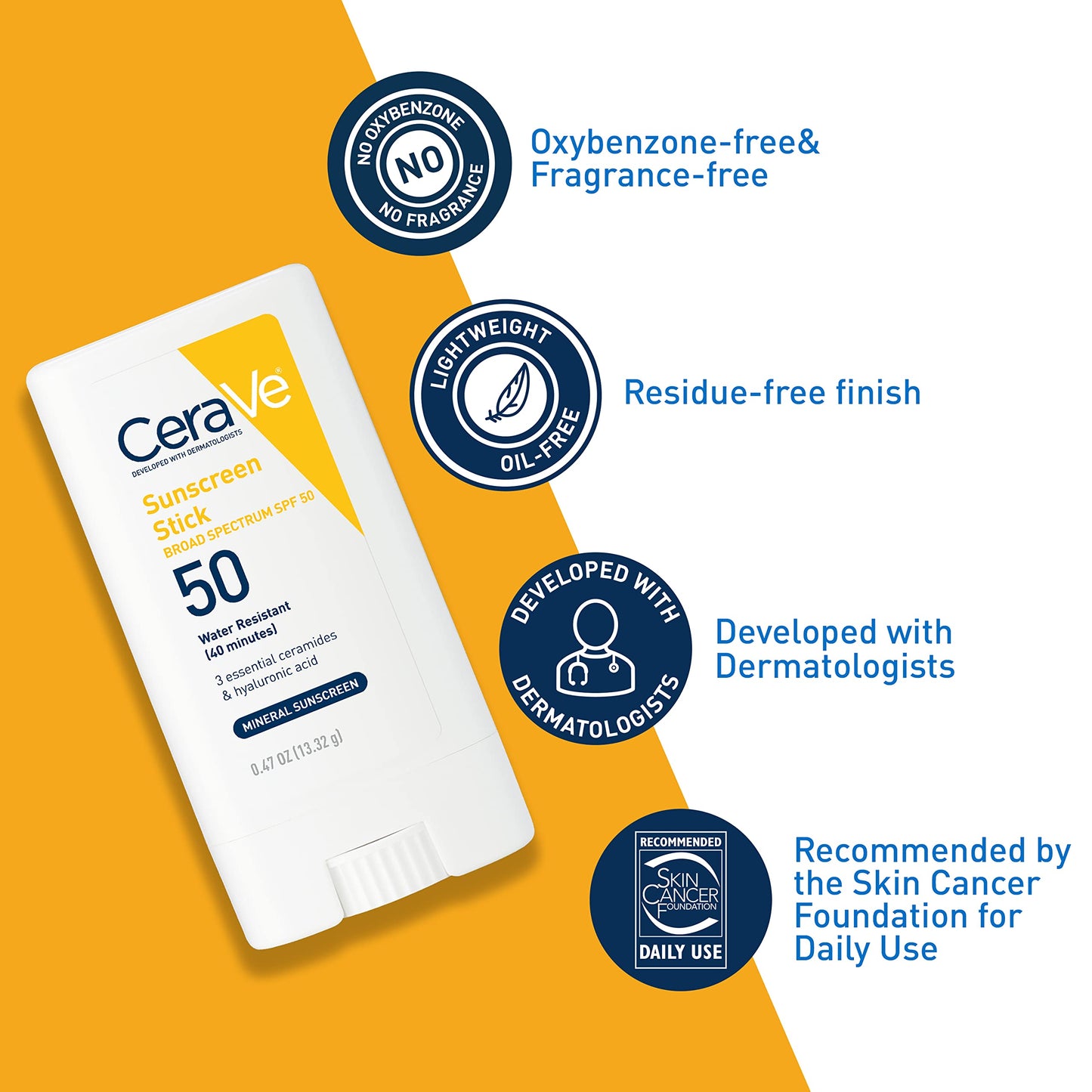 CeraVe Suncare Sunscreen Stick SPF50 0.45 oz (Pack of 4)