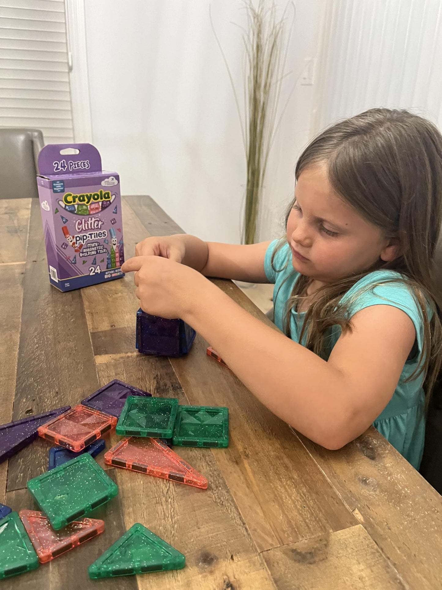 CreateOn Crayola Mini Magnetic PIP-Tiles 24pc Set (Glitter) – STEM Travel Building Toys for Kids Ages 3+, Boys & Girls