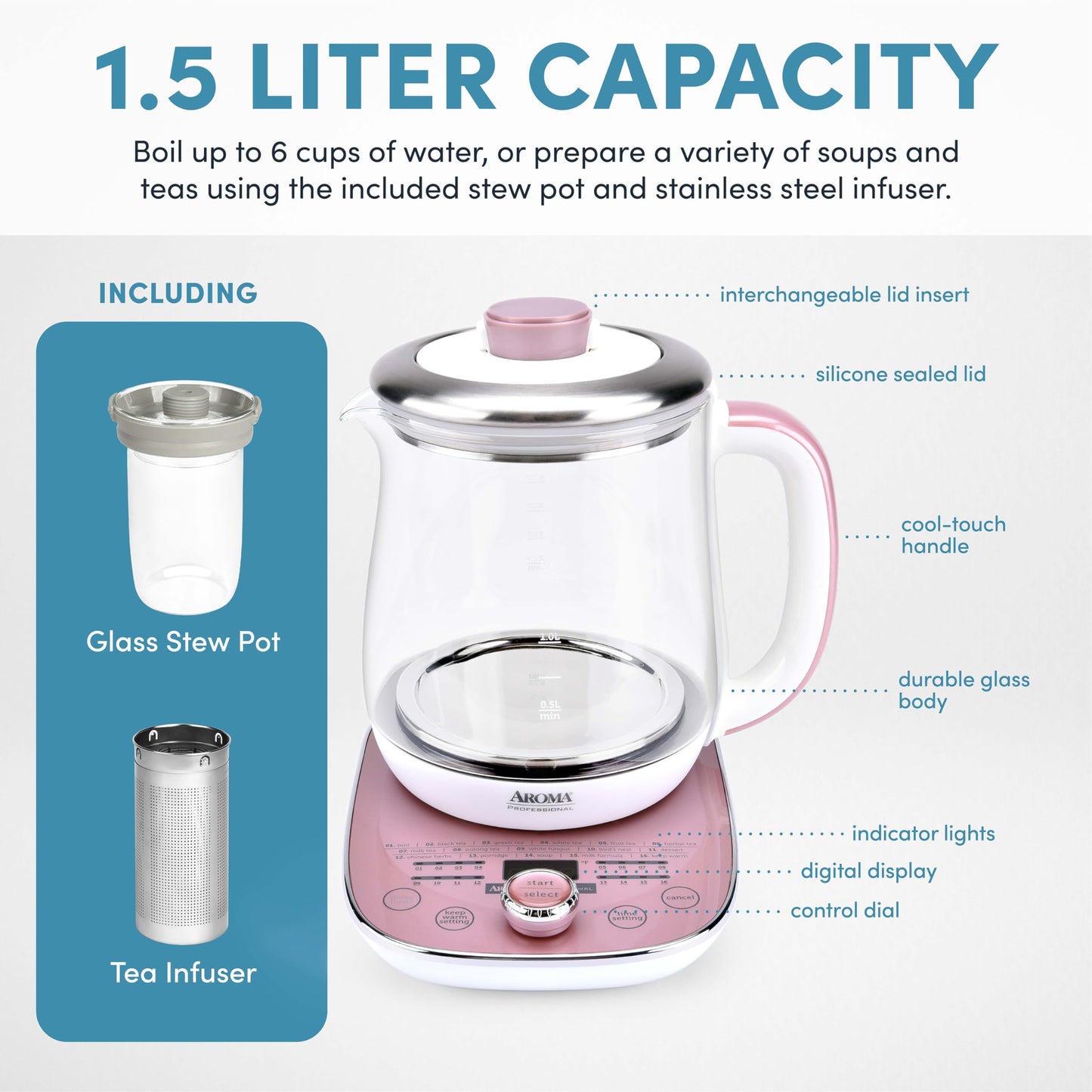16-In-1 Nutri-Water Kettle, Green Tea, Fruit Tea, Flower Tea, Asian Traditional Recipes
