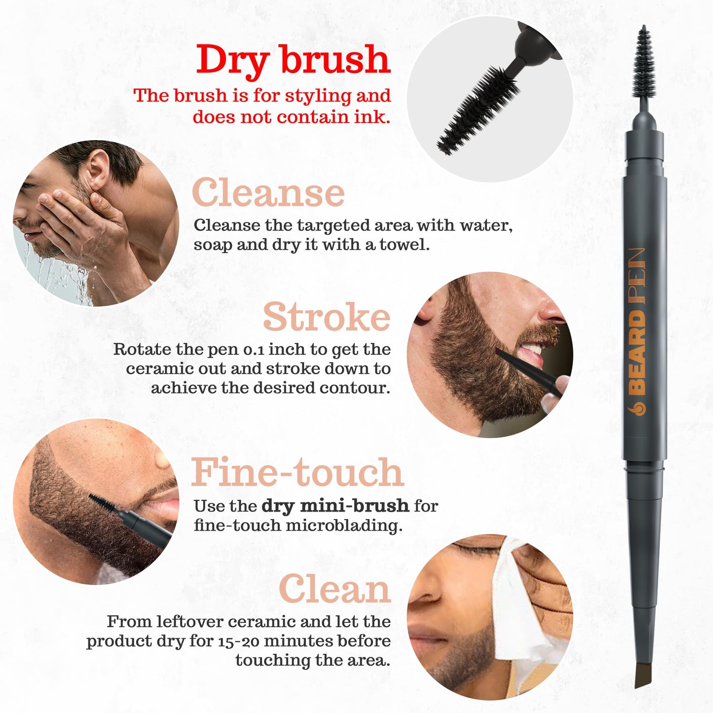 Beard Pen Filler for Men - Barber Styling Grooming Pencil, Waterproof & Sweat Proof, Long Lasting, Natural Finish, Cover Beard & Scalp Patches Beauty and Personal Care FOLLICLE BOOSTER