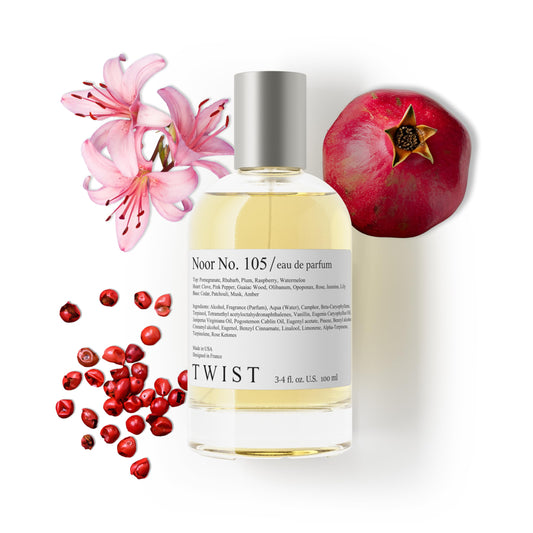Twist Noor No. 105 - Eau De Parfum Inspired by J. M. Pomegranate Noir Cologne, Long-Lasting Perfume For Women & Men, Paraben Free, Vegan, Clean Beauty & Personal Care HOUSE OF TWIST