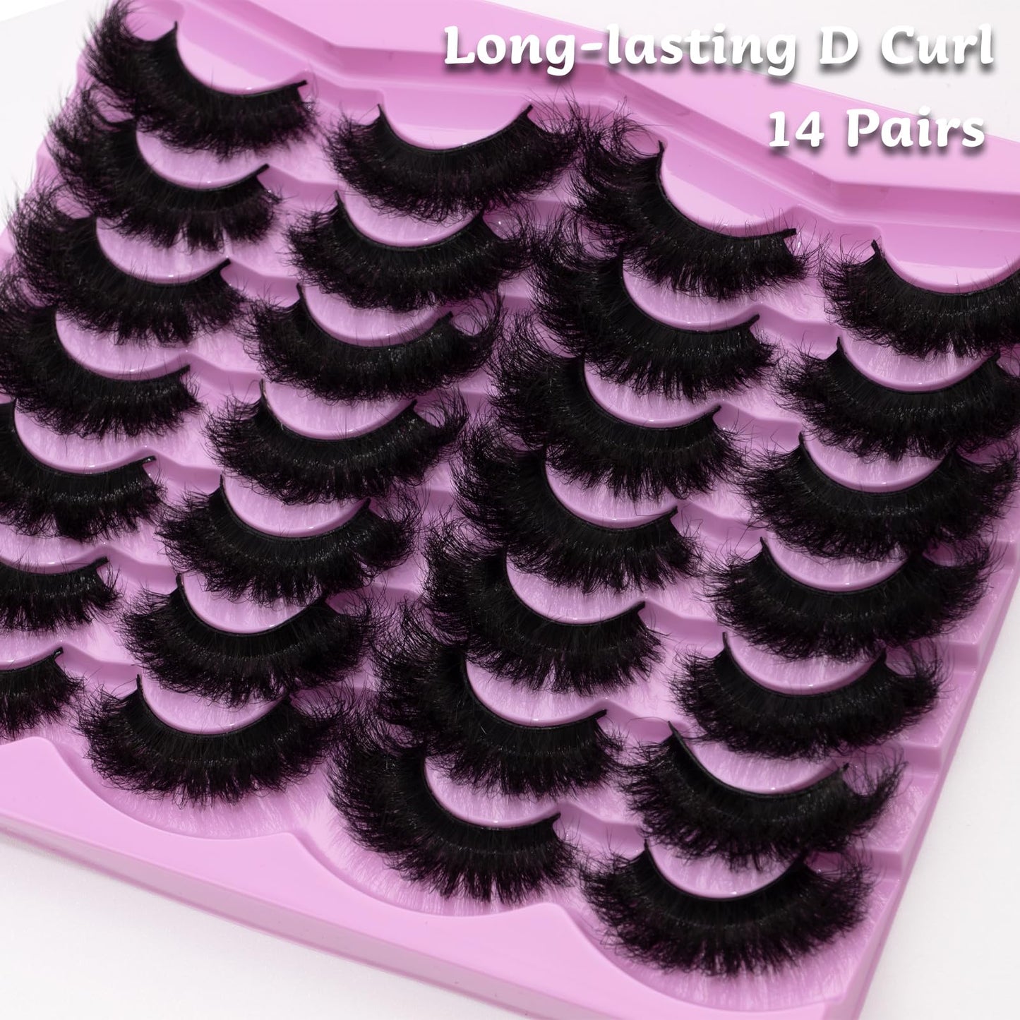 LEAFMOON Mink Lashes Fluffy 20mm Volume False Eyelashes 8D Cat Eye Strip Lashes D Curl 14 Pairs Dramatic Soft Eyelash 25mm Big Long Lash Strips Lashes Beauty and Personal Care LEAFMOON