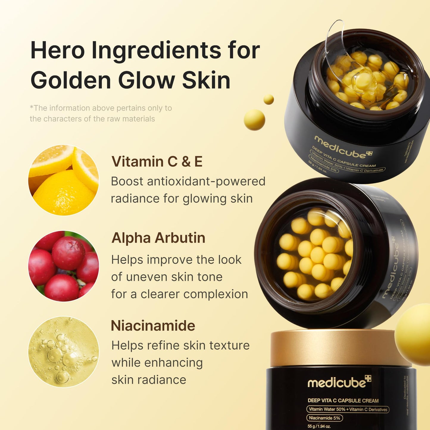 medicube Capsule Cream with Deep Vitamin C | Liposome Vitamin C Golden Capsule for Radiance & Firm-Looking Skin | Hydrating Glow Gel Texture | Korean Beauty and Personal Care medicube