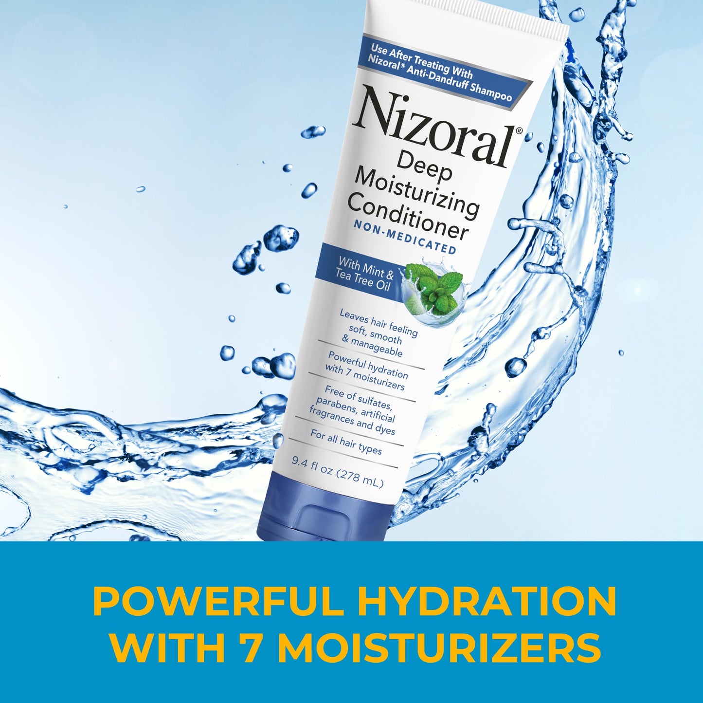 Nizoral Deep Moisturizing Conditioner, 9.4 oz, Anti-Dandruff Conditioner with Mint & Tea Tree Oil, Sulfate and Paraben Free, No Artificial Fragrance