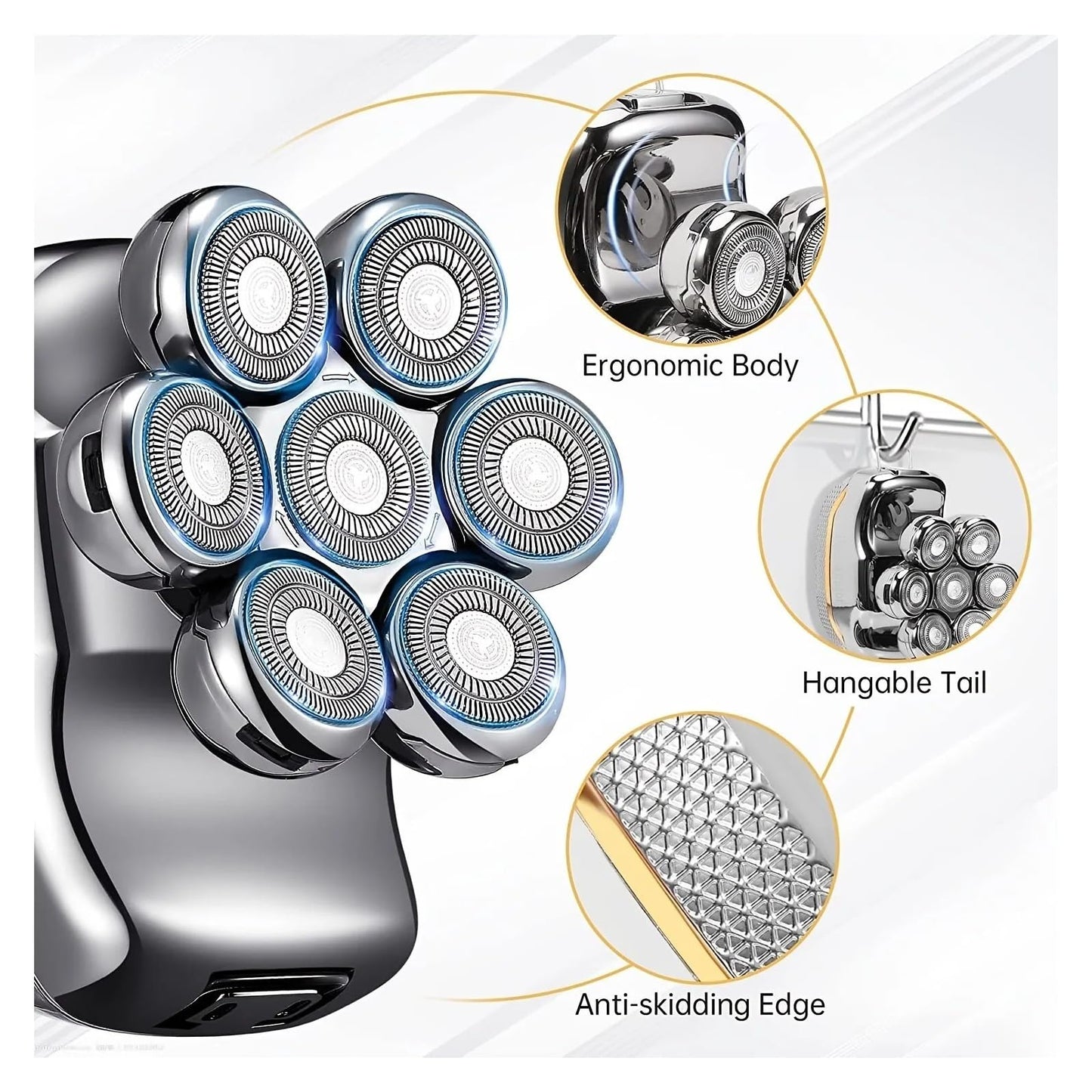 Razors Men's Electric Head Shaver Razor Rechargeable Cordless Hair Shaving Razors for Bald Man 6 in 1 Waterproof Wet Dry Beard Trimmer(6 in 1 Set) Beauty and Personal Care EWKYLSEM