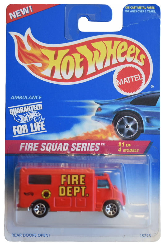 Hot Wheels Ambulance - red Fire Squad Series 1/4 7 Spoke