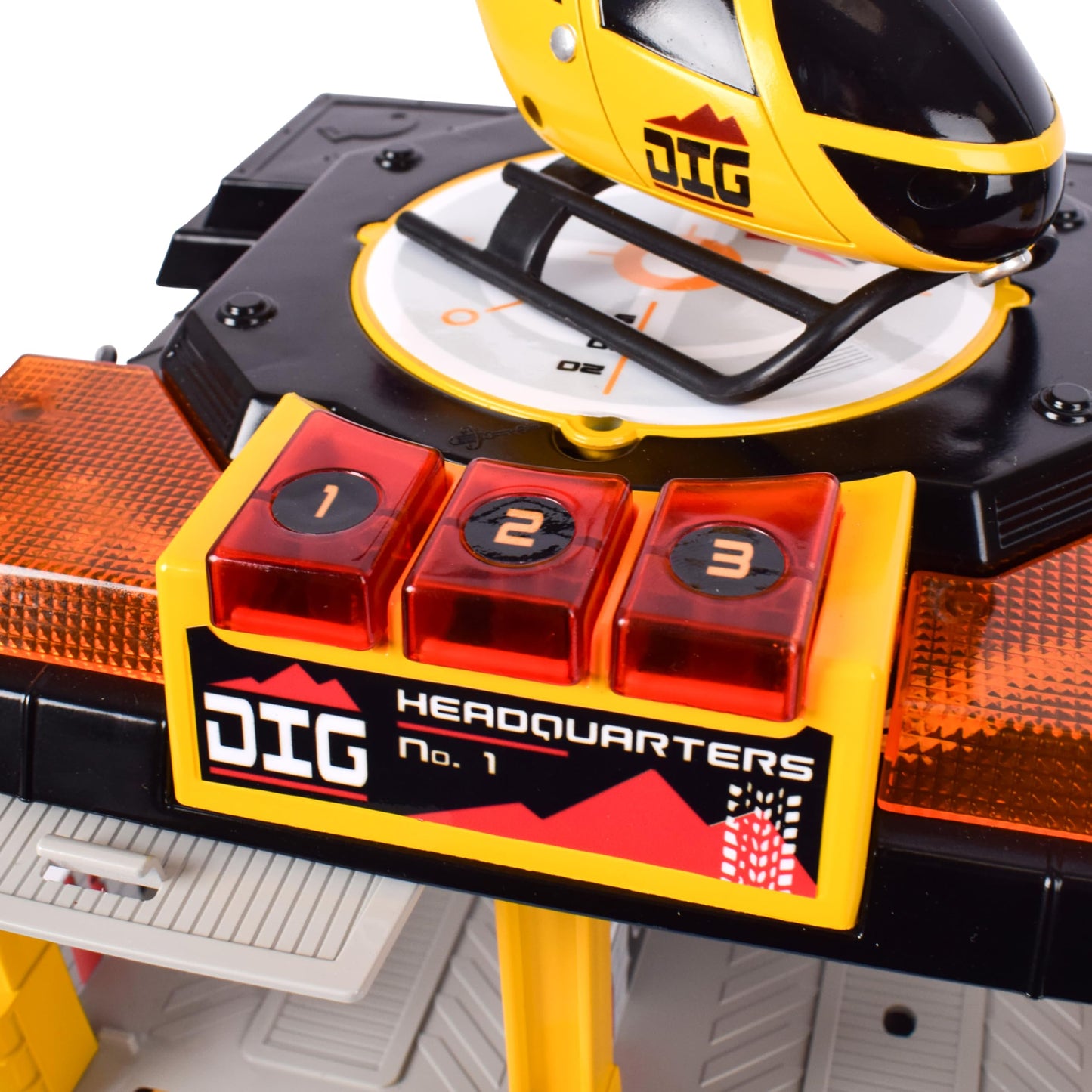 Mini Dig Vehicle Motorized Playset Construction Site Garage with Front Loader and Helicopter