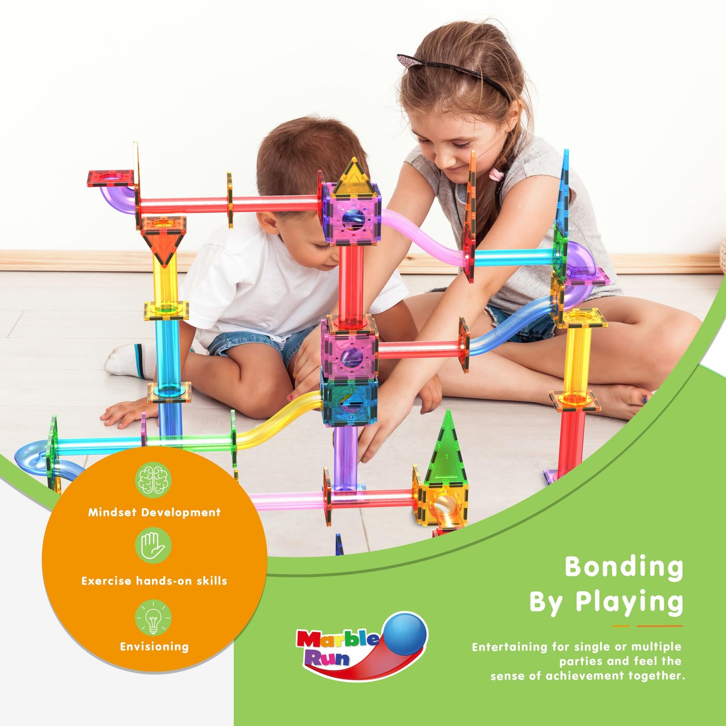 PicassoTiles 150pcs Magnetic Marble Run – STEM Construction Toy with Slides, Ramps & Tubes, Educational Magnet Set for Kids Ages 3+