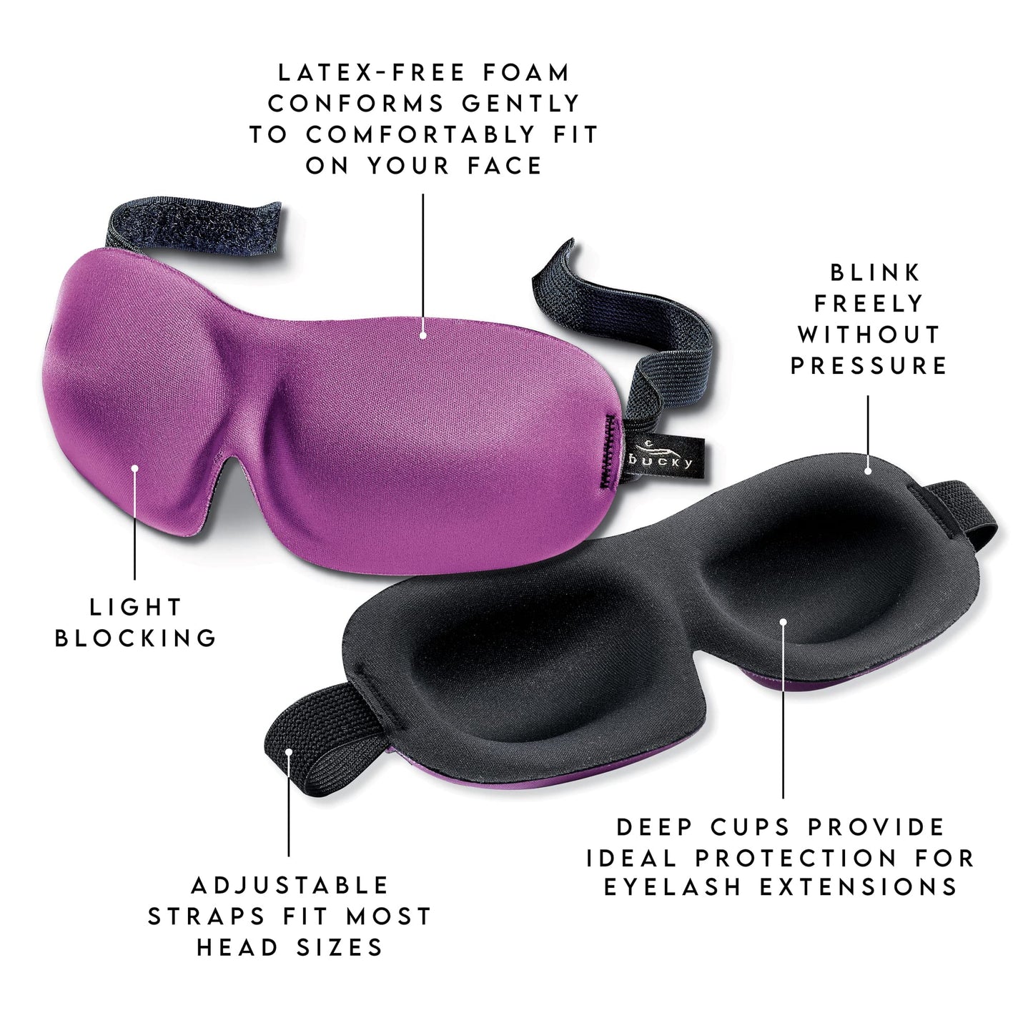 Bucky 40 Blinks No Pressure Solid Eye Mask for Sleep & Travel, Magenta, One Size
