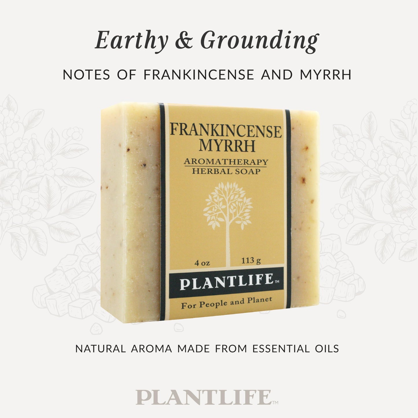 Plantlife Frankincense Myrrh Bar Soap - Moisturizing and Soothing Soap for Your Skin - Hand Crafted Using Plant-Based Ingredients - Made in California