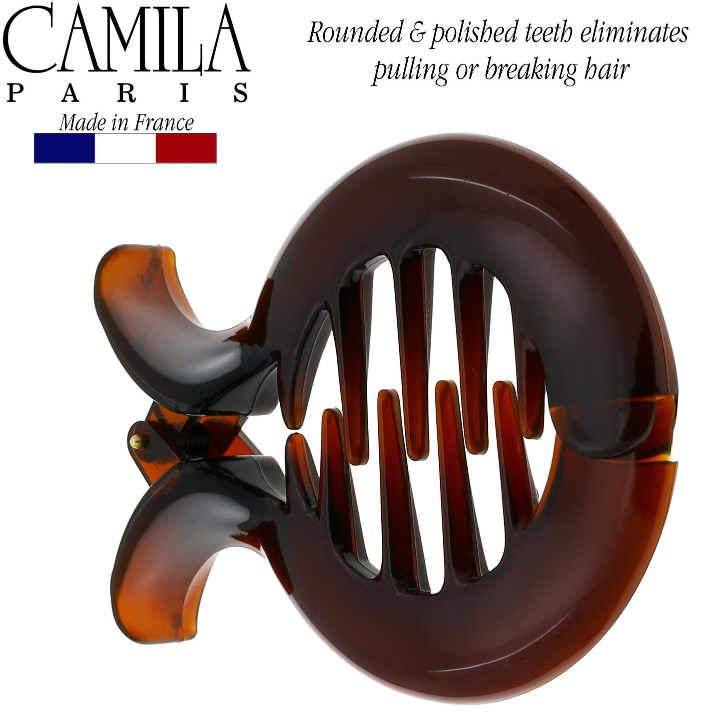 Camila Paris CP1362 French Hair Clip for Women, Girls Round Fish Hair Claw Clips Ponytail Holder Fashion Durable and Styling Hair Accessories