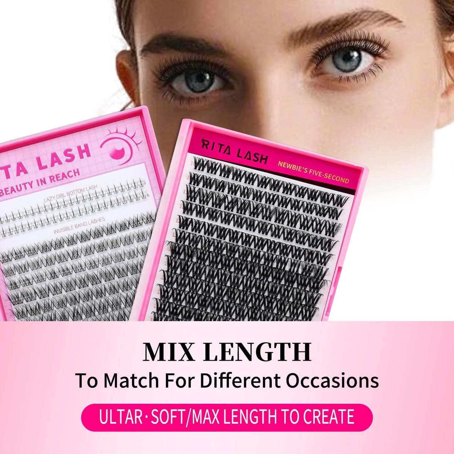 RITALASH Cluster Lashes DIY Lash Clusters Eyelash Extensions Wispy Lash Extension False Eyelashes Thin Invisible Lash Band Individual Lashes Beauty and Personal Care RITALASH