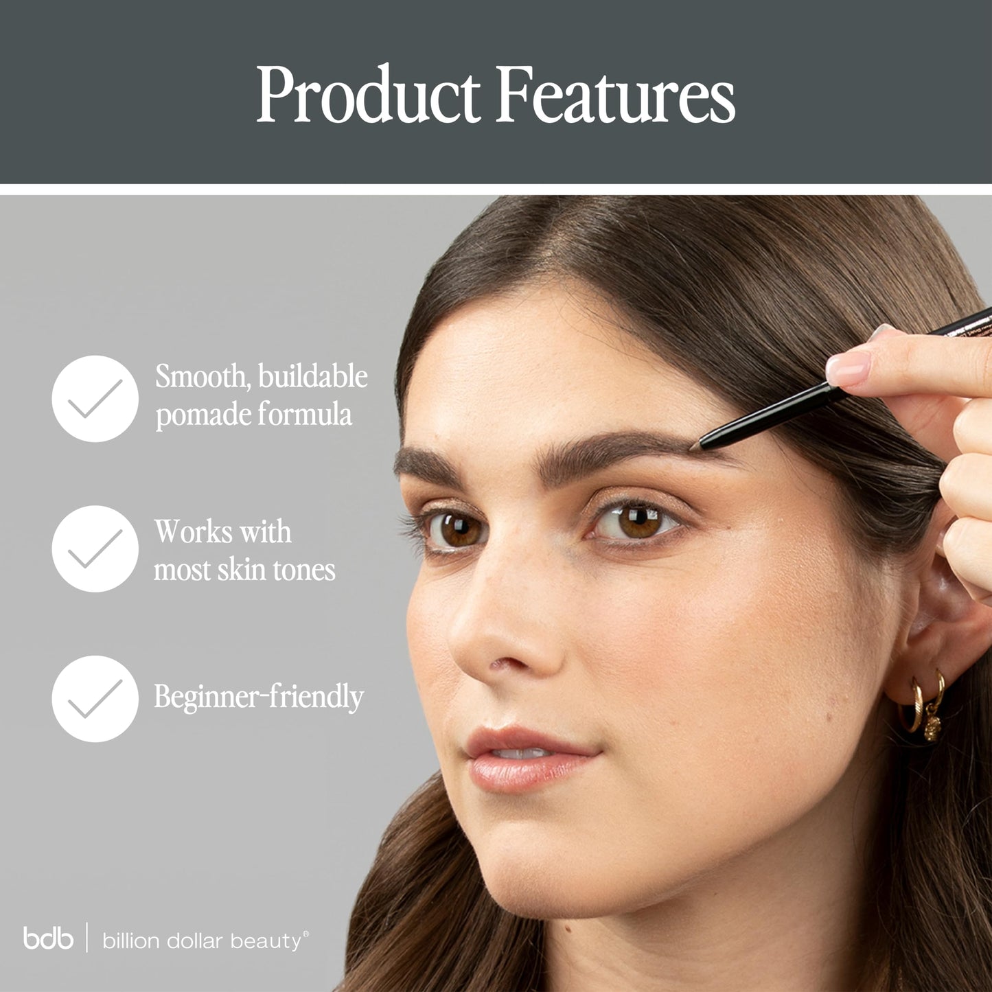 Billion Dollar Brows Universal Eyebrow Pencil - Dual-Ended Design with Precision Tip & Spoolie, Matte Finish, Waterproof, Easy to Use, Vegan