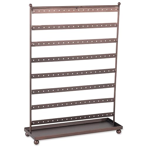 DII Home Traditions Z02011 Earring Organizing Wire Metal Jewelry Tower or Stand with Tray, 16.5" Tall, Bronze