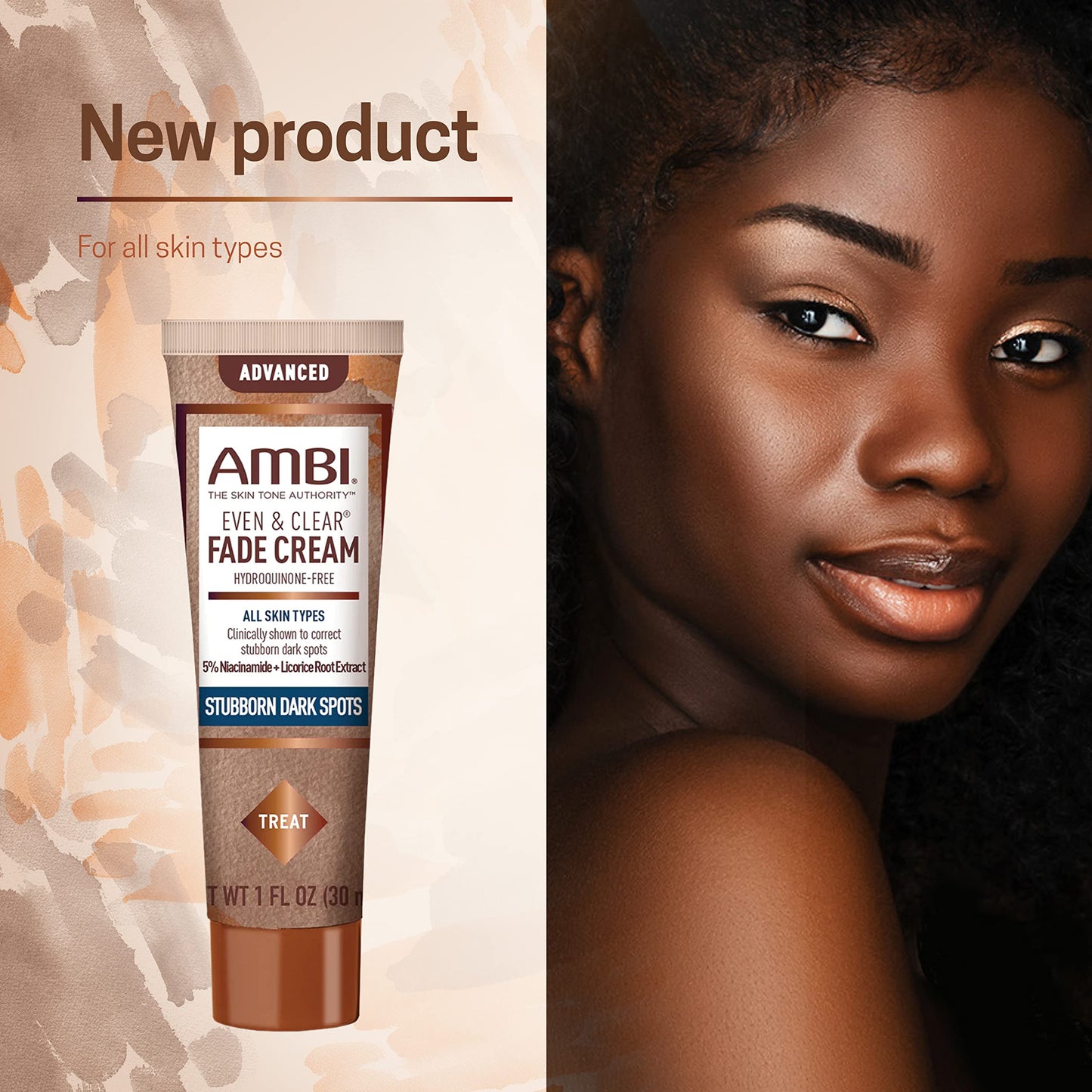 Ambi Even & Clear Advanced Fade Cream, Hydroquinone-free, Hyperpigmentation Treatment, Stubborn Dark Spot Corrector