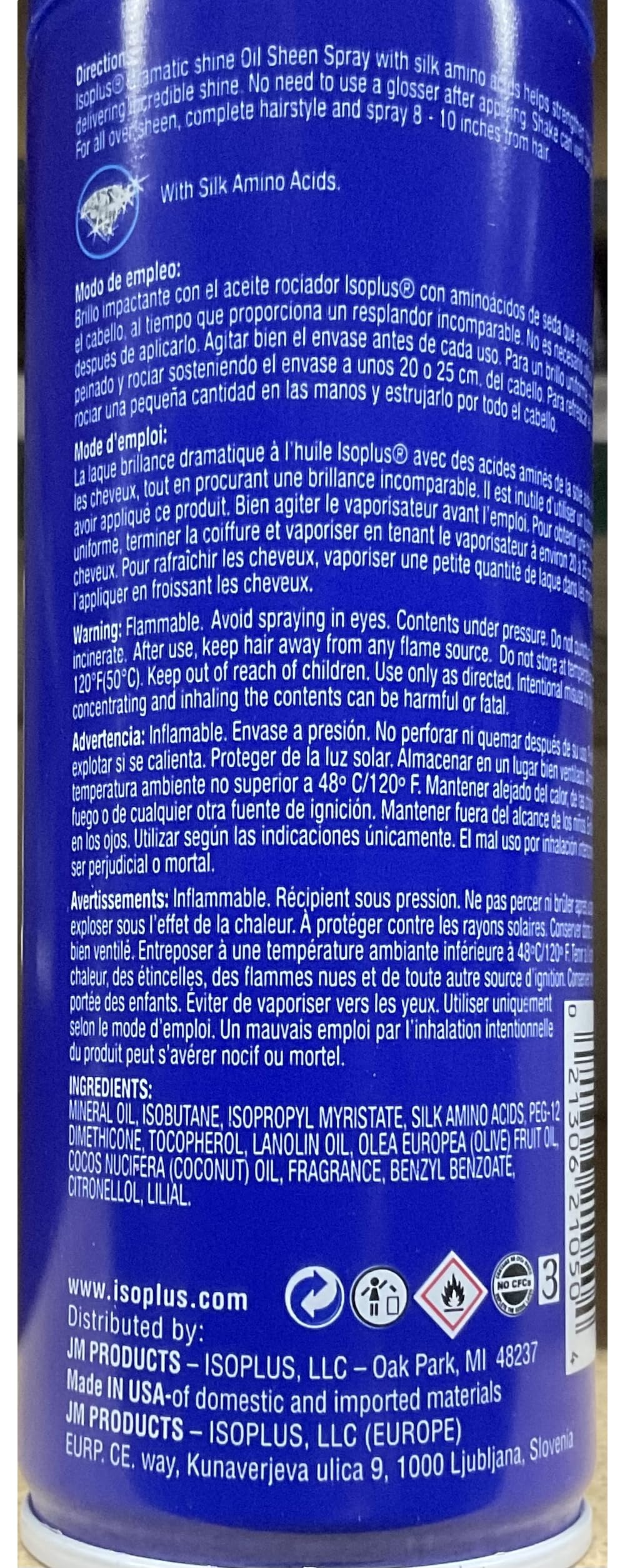 Isoplus Oil Sheen Regular Hair Spray 7 Oz,Pack of 3