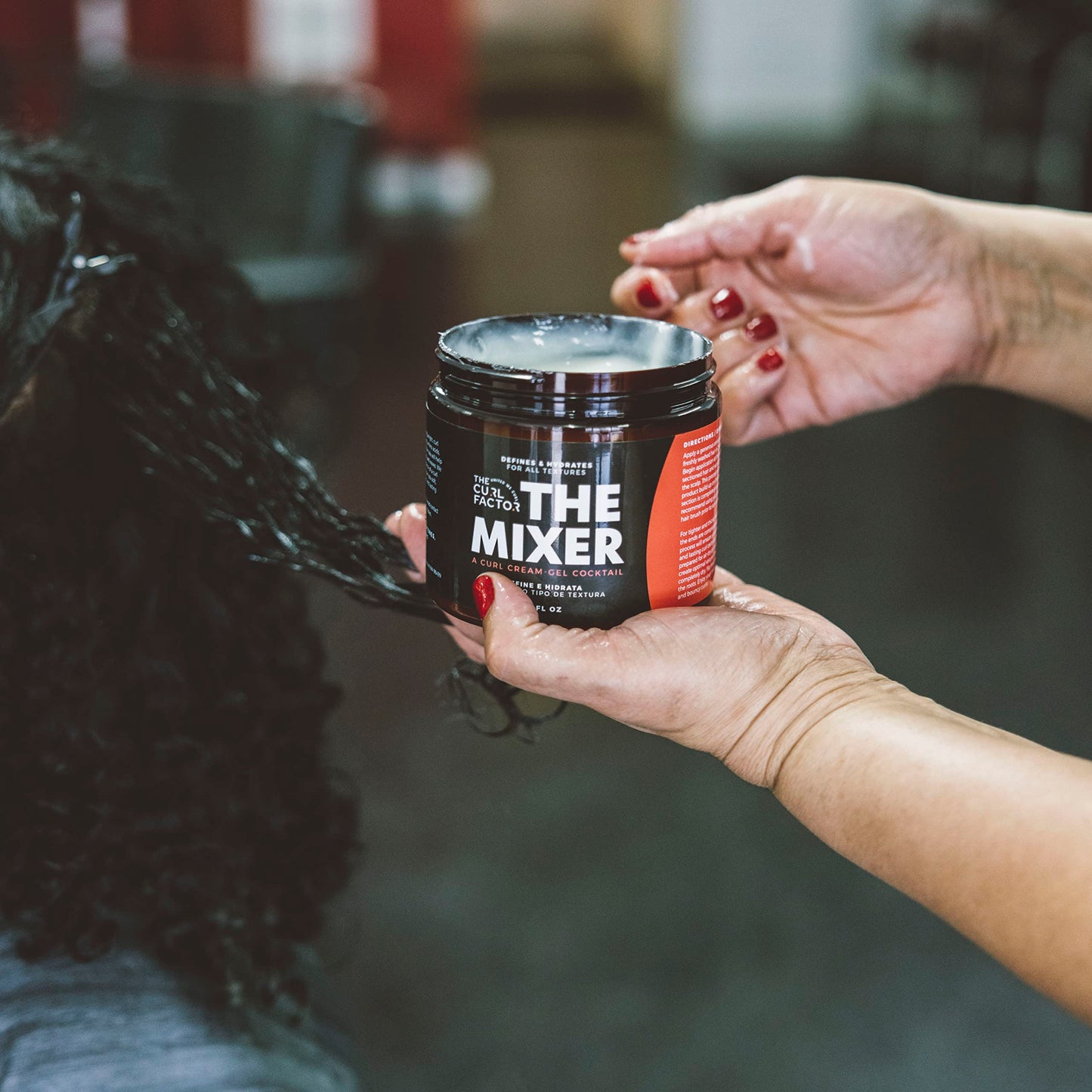 The Curl Factor presents The Mixer, a 16 oz all in one, lightweight, curl cream gel cocktail that will give you soft, shiny and bouncy curls every