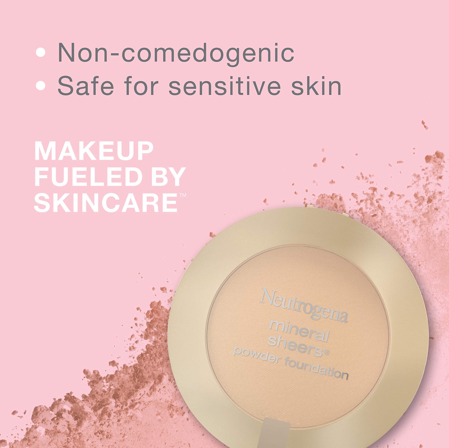 Neutrogena Mineral Sheers Compact Powder Foundation, Lightweight & Oil-Free Mineral Foundation, Fragrance-Free, Natural Ivory 20, .34 oz