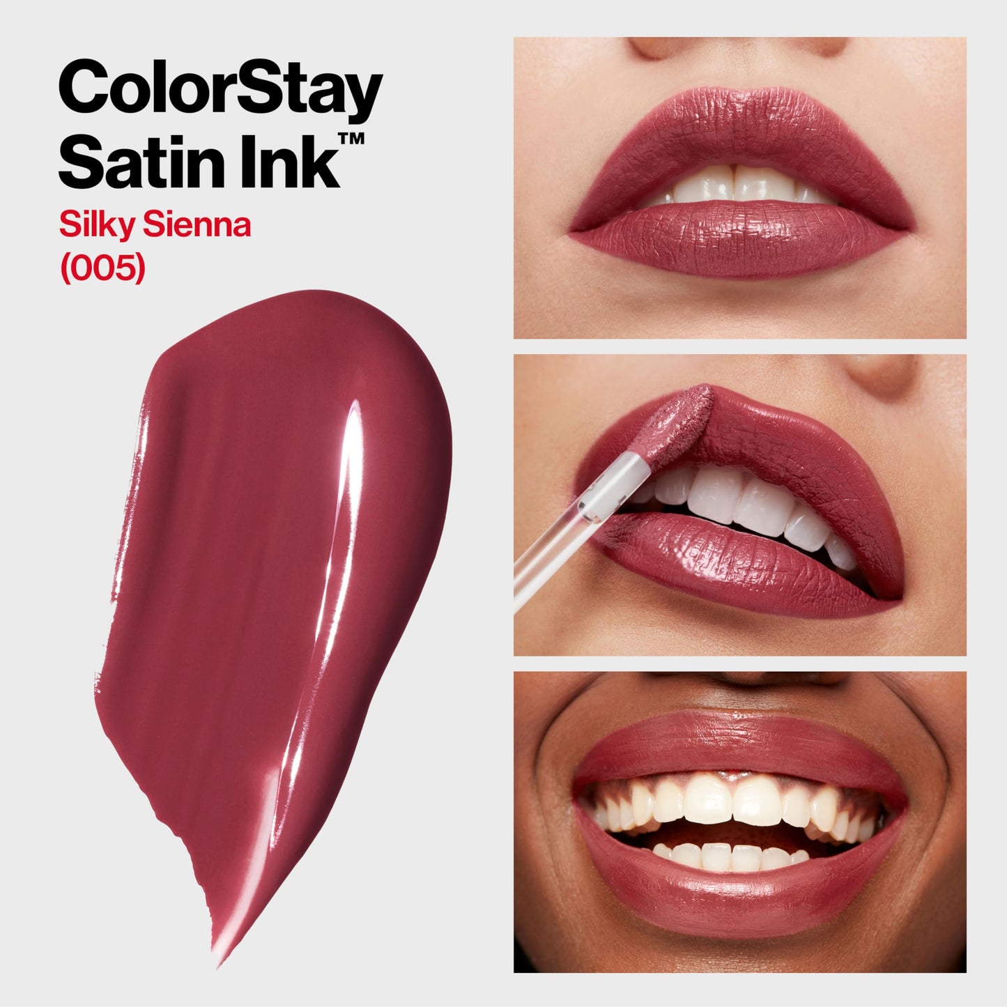 Revlon ColorStay Satin Ink Liquid Lipstick, Longwear Rich Lip Colors, Formulated with Black Currant Seed Oil, 005 Silky Sienna, 0.17 fl oz