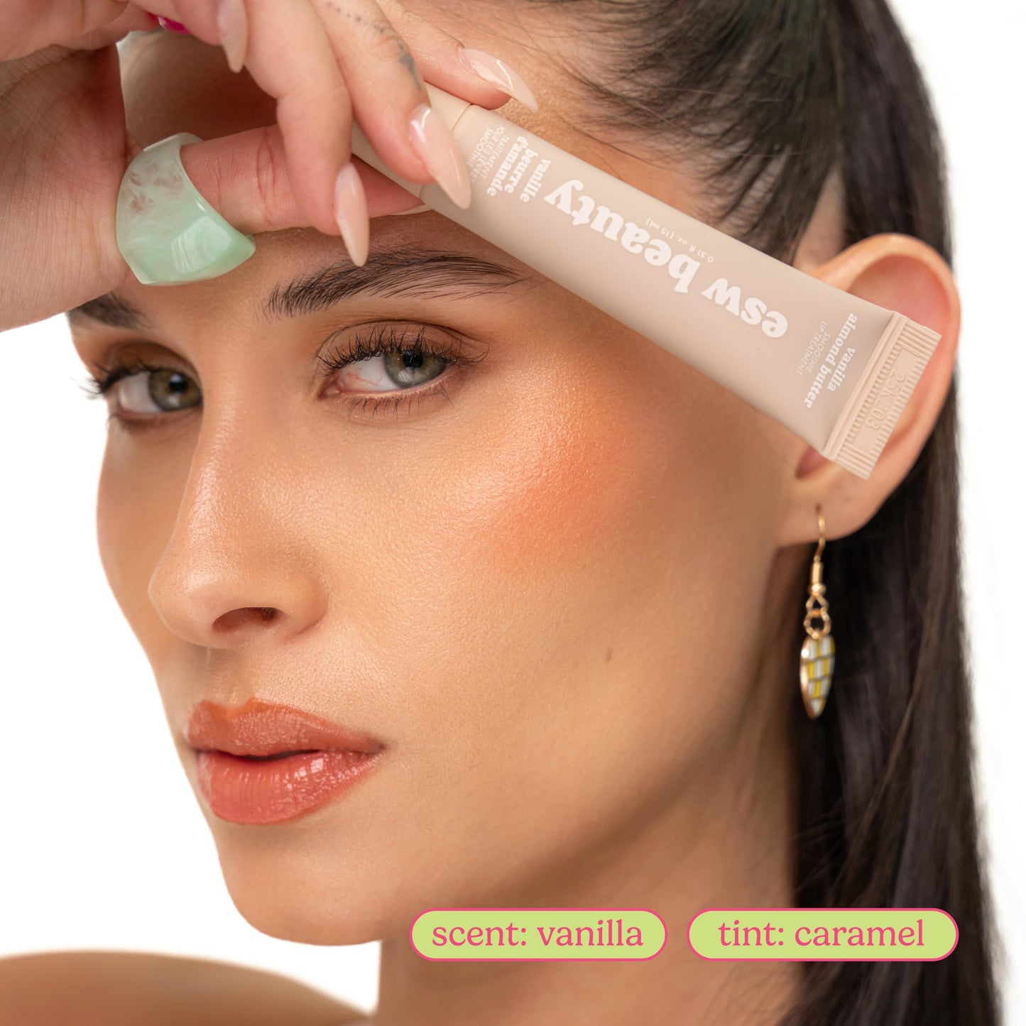 ESW Beauty Vanilla Almond Butter Lip Treatment - Light Caramel Brown Tint with Shea Butter, Vitamin E, Vanilla & Almond for Enhanced Protection & Skin