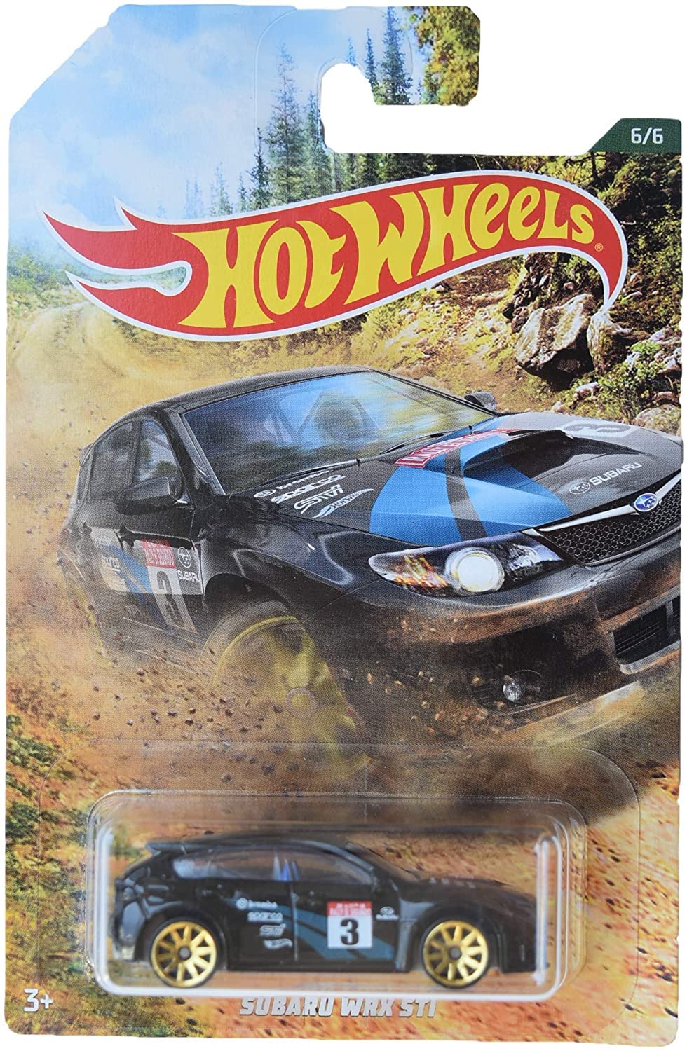 HOT Wheels 1:64 Scale Black Subaru WRX STI 6/6