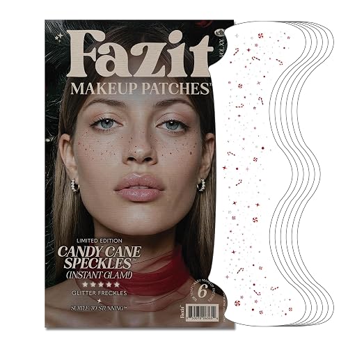 Fazit Makeup Patches - Candy Cane Speckles - Glow Up Make-Up Patches - Cute Glitter Makeup Accessories for Women - Cosmetic Glitter for Face