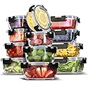 EATEX 24pc Glass Storage Containers with Lids, 12 Set Glass Food Storage Containers with 12 Airtight Lids, Pantry Kitchen Meal Prep Containers…