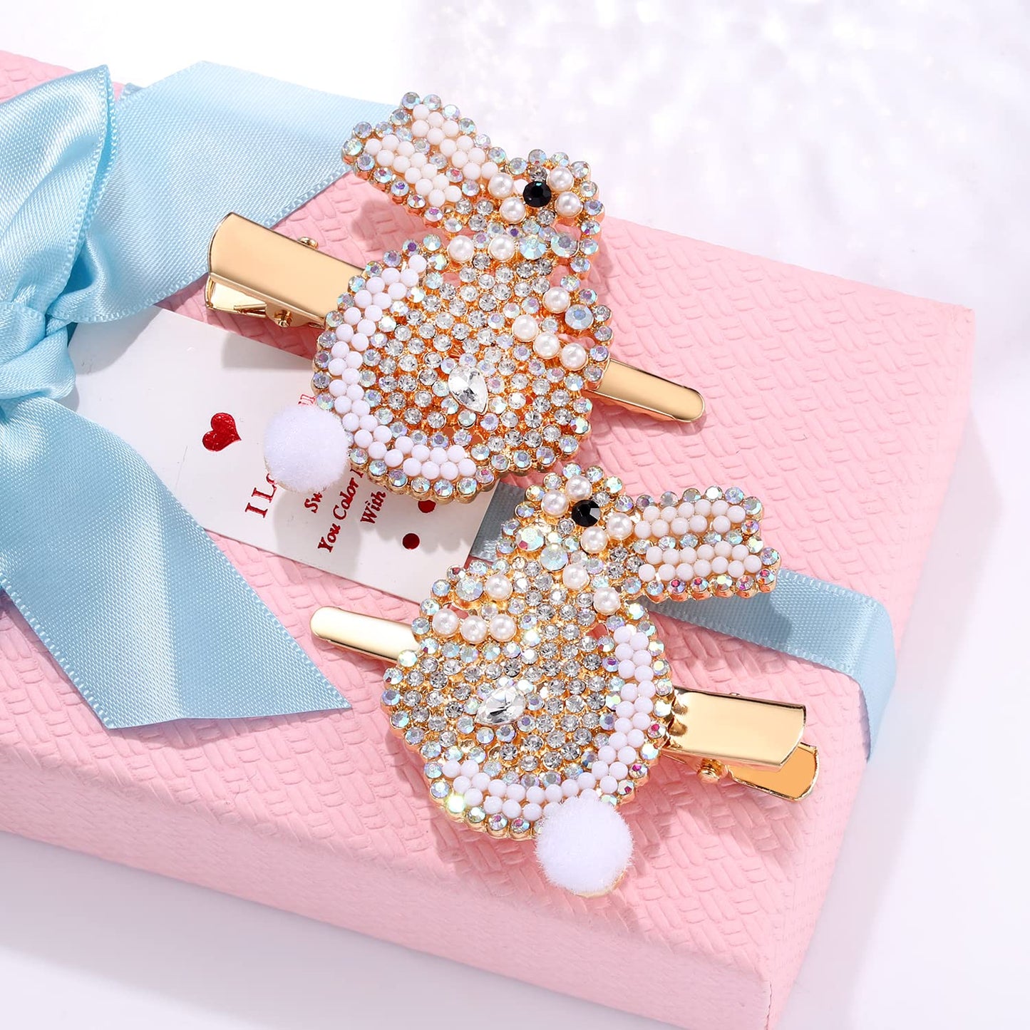 NVENF Easter Hair Clips for Women Girls Sparkling Rhinestone Easter Bunny Hairpins Cute Colorful Sparing Holiday Hair Barrettes Fashion Hair Accessory