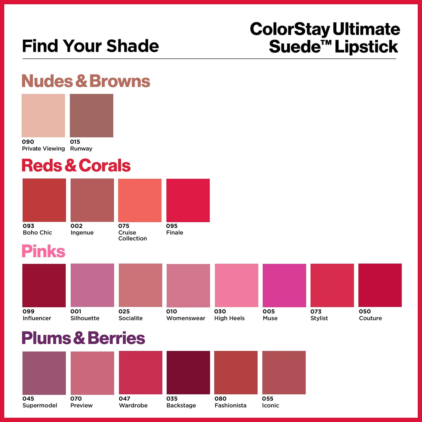 REVLON Lipstick, ColorStay Ultimate Suede Lipstick, High Impact Lip color with Moisturizing Creamy Formula, Infused with Vitamin E, 015 Runway, 0.09