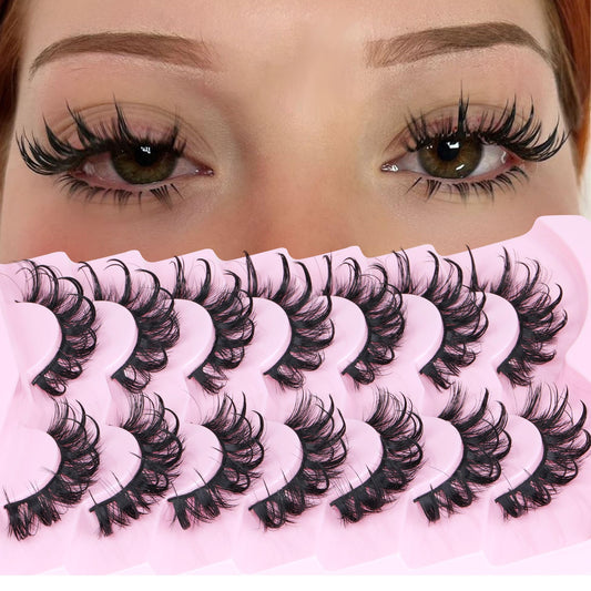 Lashes Wispy False Eyelashes Natural Fairy Fake Eyelashes Cat Eye Lashes Mink Long Strip Eyelashes Doll Manga Lashes 7 Pairs C Curly Lashes Pack by Beauty and Personal Care ALICROWN HAIR Default Title