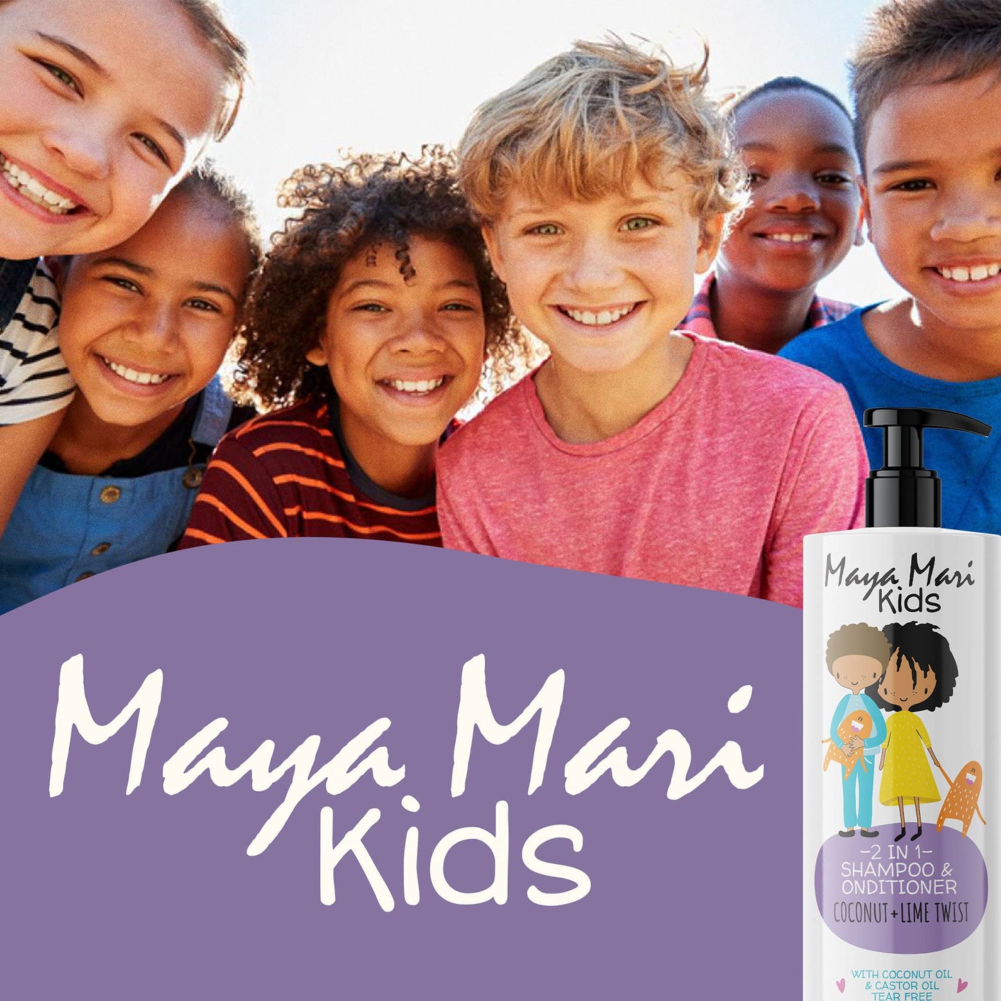 Maya Mari Kids 2in1 Shampoo + Conditioner with Tear-Free Formula and Bonus Hair Gel - Perfect for Kids Daily Hair Care Routines for both boys