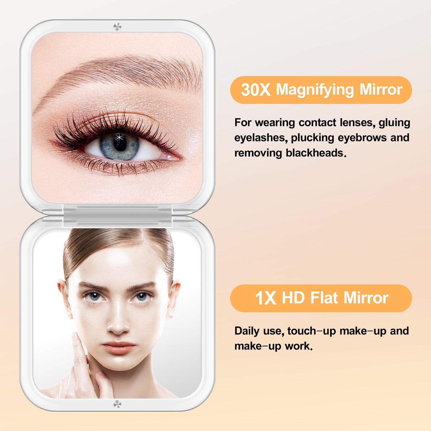 MIYADIVA Compact Mirror, 30X Magnifying Mirror, Pocket Mirror for Purse, Travel Makeup Mirror with 30X/1X Magnification, Travel Essentials Mirrors Beauty and Personal Care MIYADIVA