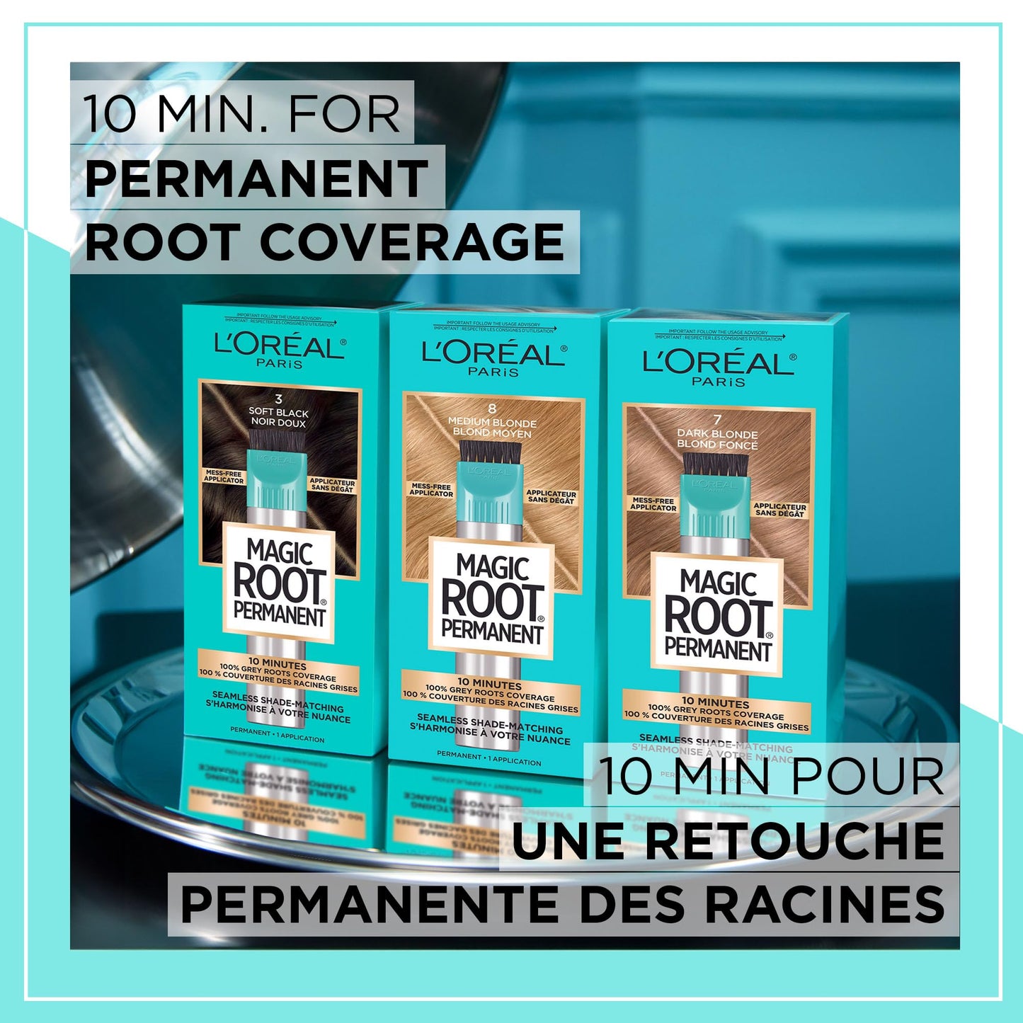 L'Oreal Paris Magic Root Rescue 10 Minute Root Hair Coloring Kit, Permanent Hair Color with Quick Precision Applicator, 100 percent Gray Coverage, 5