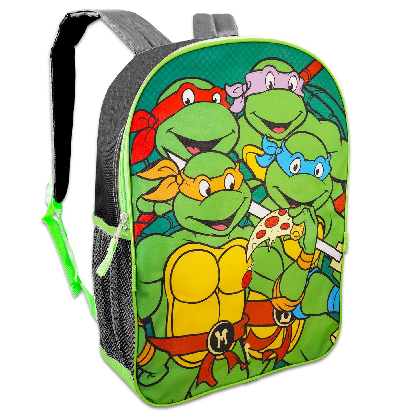Teenage Mutant Ninja Turtles Backpack with Lunch Box Set - Bundle with 15” TMNT Backpack, Lunch Bag, Water Bottle, More | TMNT Backpack for Boys