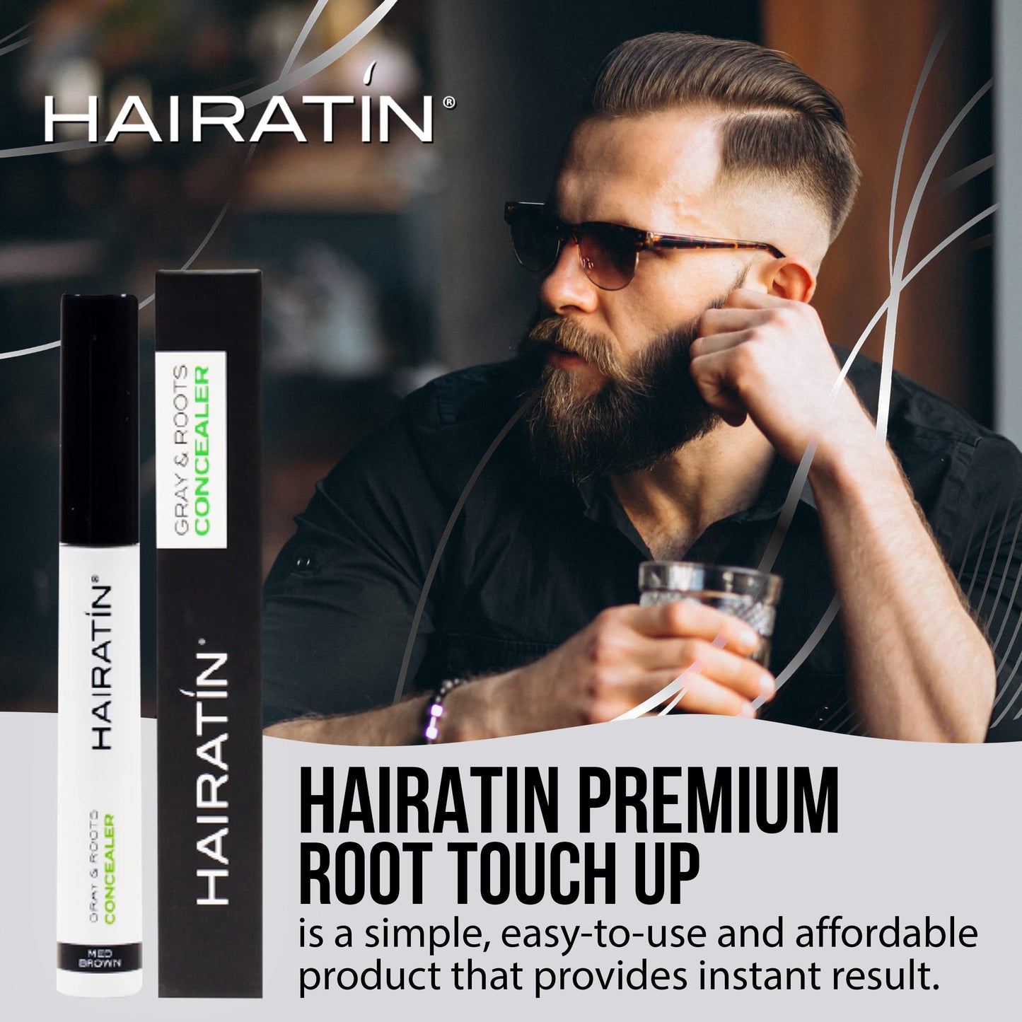 Hairatin Root Touch Up - Quick and Easy Application with Anti-transfer Technology for Better Concealing and Darkening of Gray Spots, and Maintains